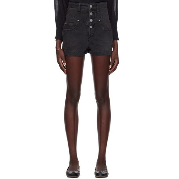 ISABEL MARANT JOVANY FADED BLACK SHORTS SIZE 36 US Sz 6 MADE IN MOROCCO NEW $400 - Picture 1 of 16